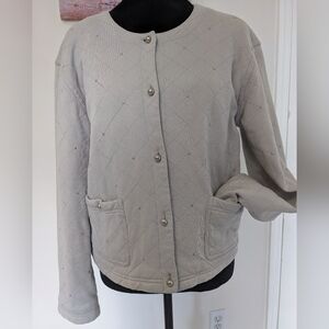 Vittadini Sport collection. Light grey, all cotton hip length jacket.